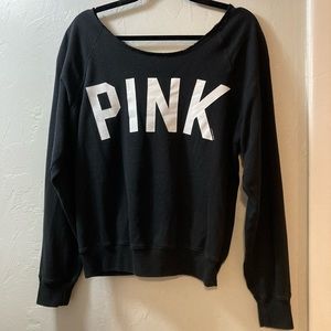 Pink by Victoria’s Secret black off the shoulder sweat shirt
